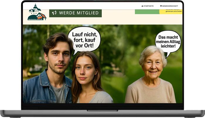 Screenshot der neuen Webseite der Genossenschaft Marktzentrum Ranis eG